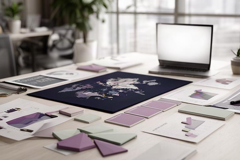 Mesa de trabajo con mapa estratégico, notas de planificación y gráficos de crecimiento en una oficina luminosa